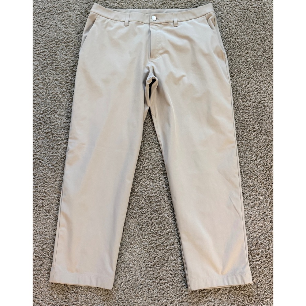 Lululemon Mens ABC Classic Fit Pant 34 Tan Khaki Warpstreme Golf Pant LM5AR1S